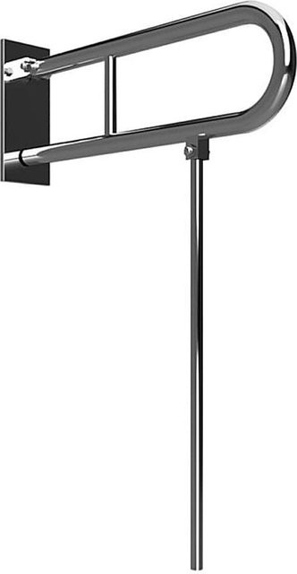 Brillantbad BELP Stützklappgriff in U-Form mit Standfuß aus Edelstahl gebürstet in Silber, B/T/H: 10,0 x 80,0 x 82,9 cm - Bild 1