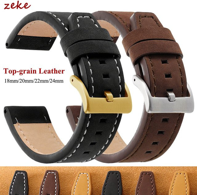 crazyband Uhrenarmband Leder, Vintage, Herren, Schwarz, Braun - Bild 1