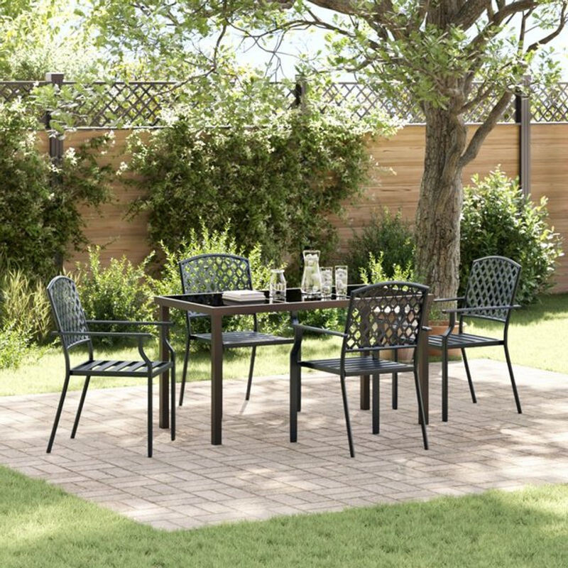 vidaXL Gartenmöbel-Set Essgruppe aus Stahl und Glas in Anthrazit, 5-teilig, modern und minimalistisch - Bild 1