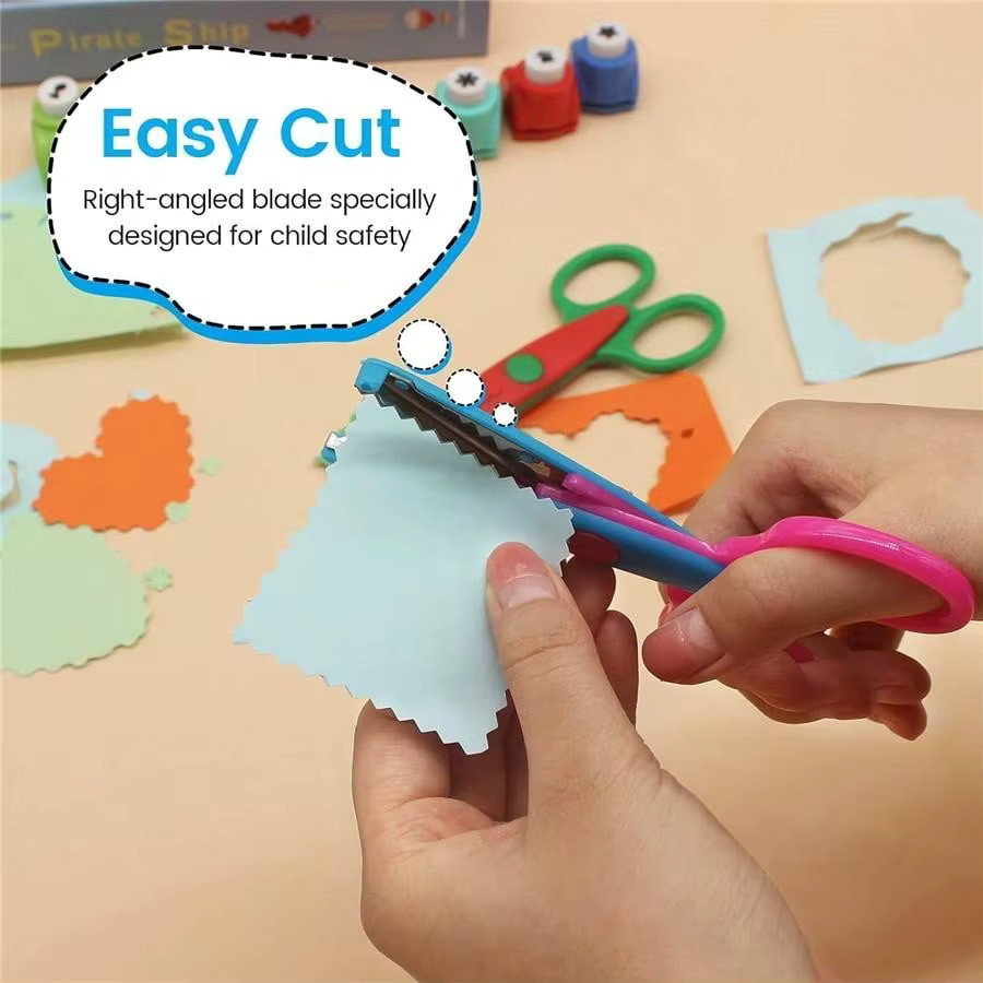 6er Set Papierscheren aus Kunststoff in Multicolour für Kinder zum kreativen Basteln und Pinking - Bild 2