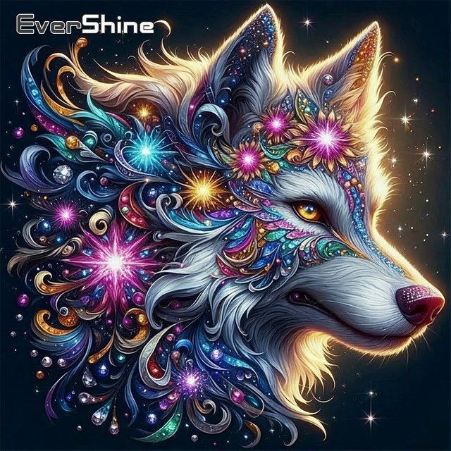 EverShine DIY Diamant-Mosaik Set Wolf als 5D Strass Bild in Multicolour, B/H: 20 x 20 cm - Bild 1
