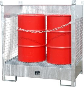 Bauer Südlohn Fass-Stapelpalette FSP-2 D aus Stahl, silber, für 2 x 200 l Fässer - Bild 1