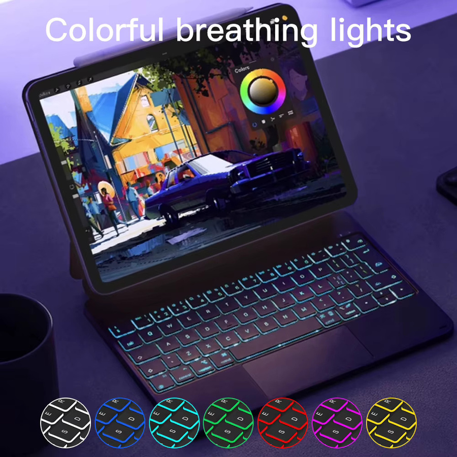 QUKAM Magic Wireless Tastatur und Hülle für iPad Air 4 5 sowie iPad Pro 11 und 12,9 Zoll mit Hintergrundbeleuchtung - Bild 4