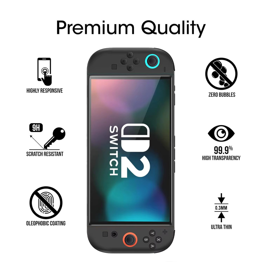 iPYZH 3er-Pack OneTouch Displayschutzfolie aus gehärtetem Glas für Switch 2 7,9 Zoll, Ultra-Klar, Transparent - Bild 2