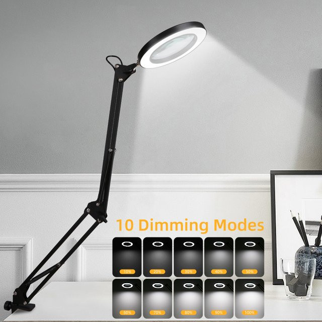 CANMEIJIA LED Lupenleuchte mit Ringlicht, dimmbar, USB-Anschluss, Weiß/Schwarz - Bild 1