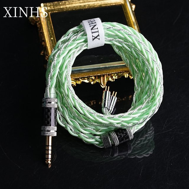 XINHS M1 8-adriges Upgrade-Kabel für HIFI-Kopfhörer aus versilberter Kupferlegierung und Seltenen Erden in Silber und Grün - Bild 1
