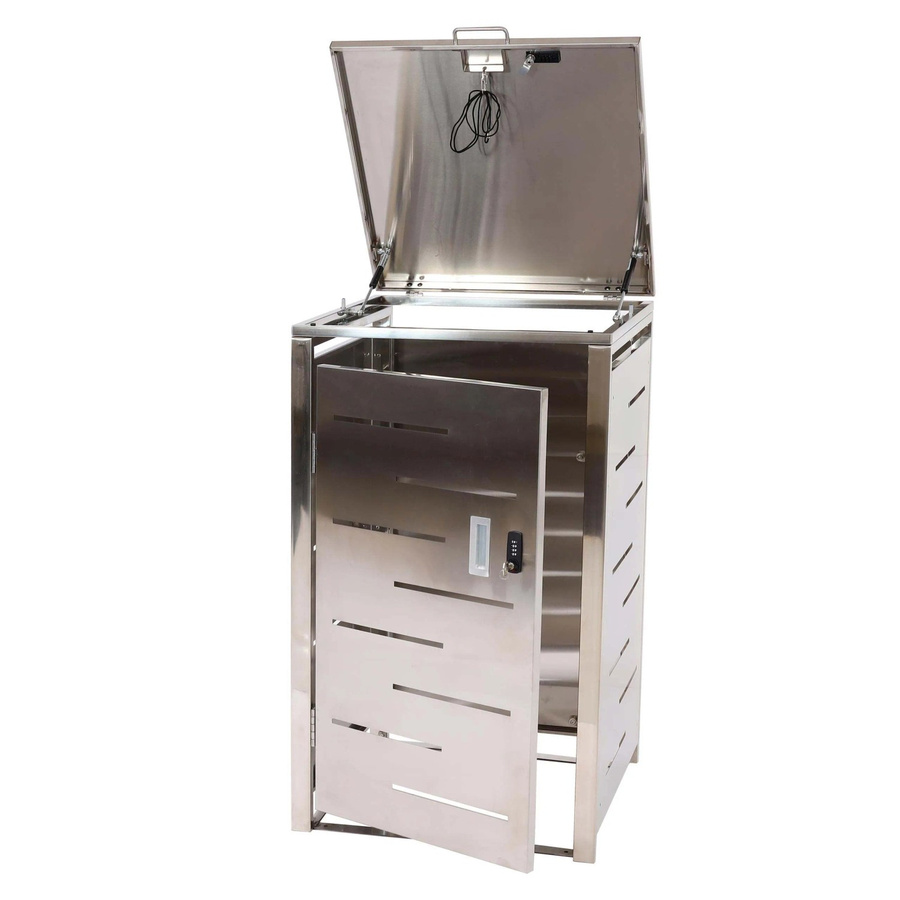Mülltonnenverkleidung MCW-E83 Mülltonnenbox aus Edelstahl in Silber, B/T/H: 103 x 60 x 62 cm - Bild 2