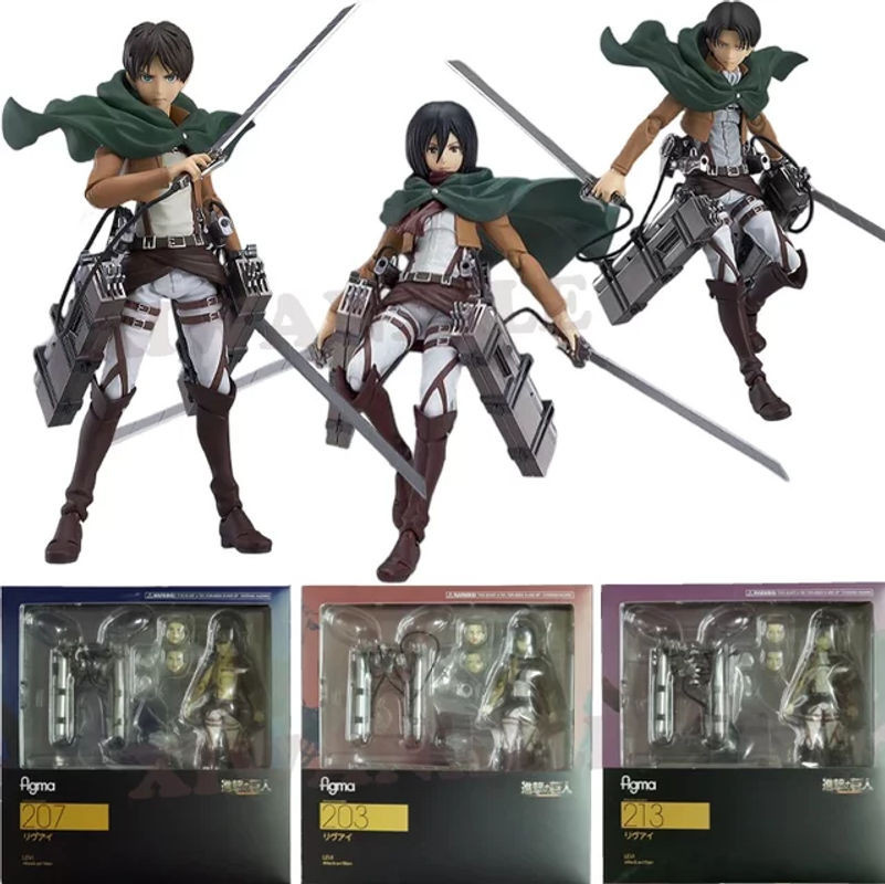 XIWANXILE Anime Figur Shingeki no Kyojin Eren Yeager Levi Mikasa Modell Puppe mehrfarbig - Bild 1