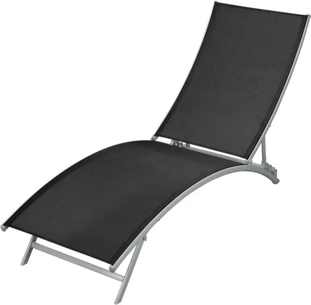 Furnicato Sonnenliege aus Stahl und Textilene in Schwarz, verstellbar, B/T/H: 142-162 x 55 x 73-102 cm - Bild 1