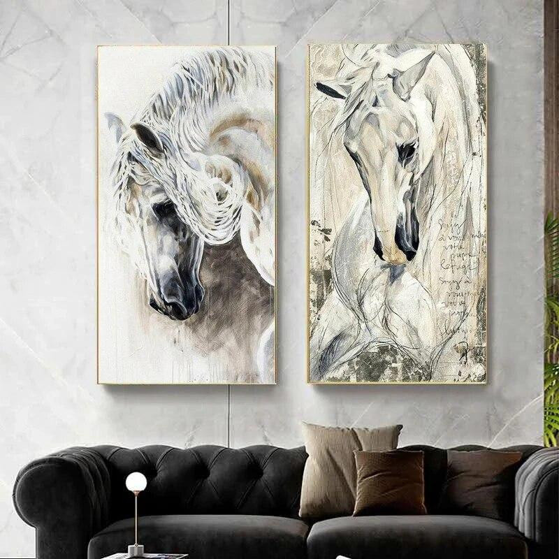 Abstraktes Pferd Leinwandgemälde von iaidegou-2, modernes Kunstwerk für Wohnzimmer und Büro, Mehrfarbig, B x H: 50 x 150 cm - Bild 3