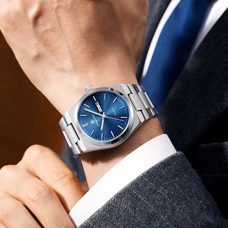 PAAZOMU Armbanduhr Quarz, Edelstahl, Blau, Herren - Bild 3