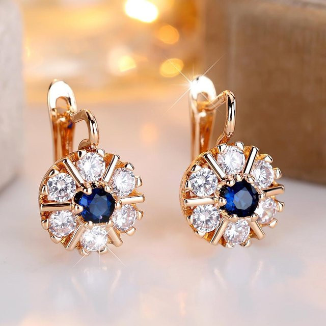 Bamos Hängeohrringe, Messing, Gold, Zirkonia, Blau, Damen - Bild 1