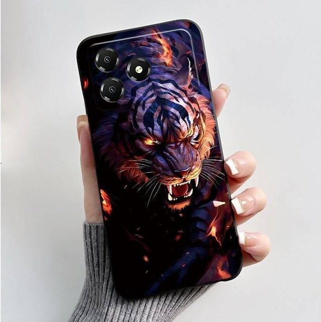 Stoßfeste Silikon Handyhülle für ZTE Blade A36 mit Schneebedecktes Berg Motiv in Schwarz - Bild 1