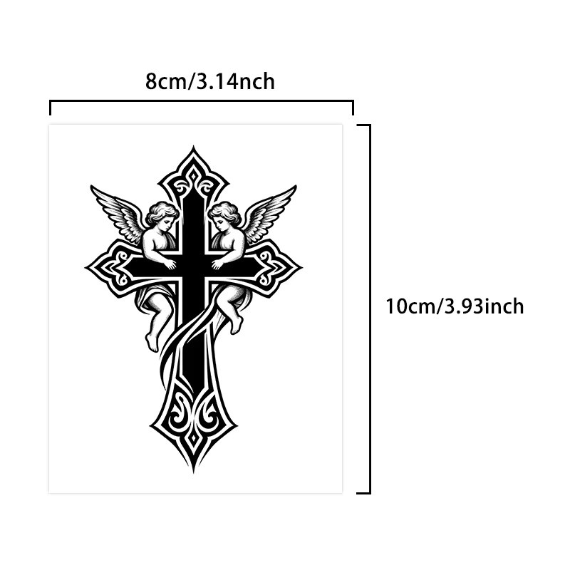 Kreuz & Engel Temporäres Tattoo, Kräuter-basiert, wasserfest - Bild 2
