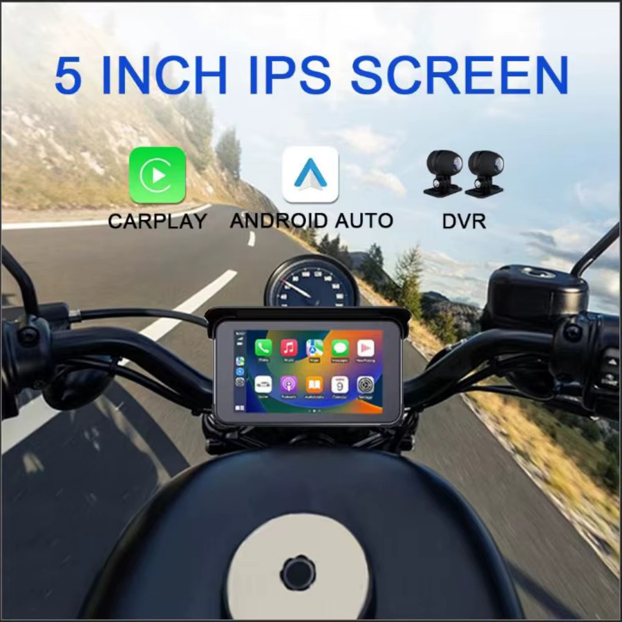 Tragbare 5-Zoll Motorrad-Navigation mit Apple CarPlay und Android Auto, IPX7 wasserdichtes GPS-Gerät mit Touchscreen in Schwarz - Bild 2