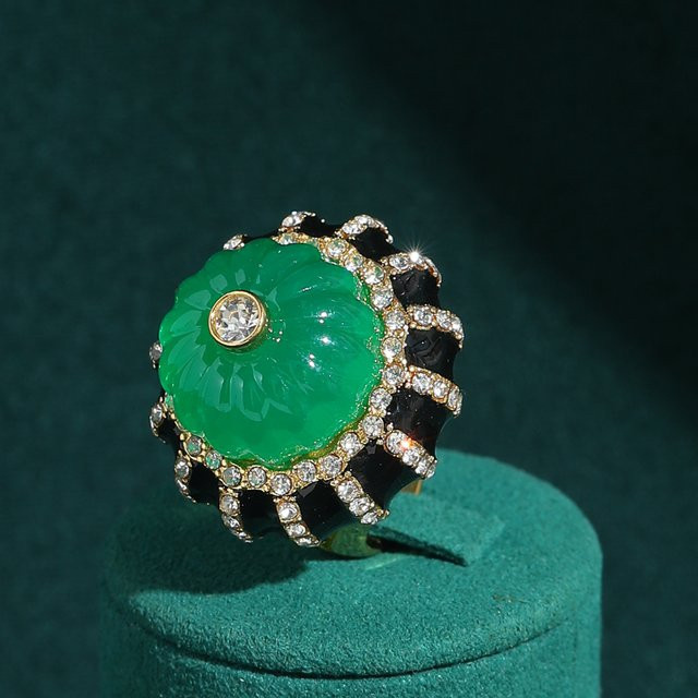 STALAIT Ringe, Vintage, goldfarben, grün, Unisex - Bild 1