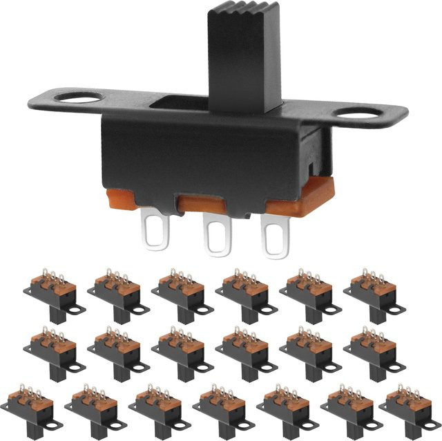 ELEABC 20 Stück Mini SPDT Kippschalter 1P2T Schwarz 5V 0,3A mit 4 mm Schiebeschaltergriff für DIY-Projekte - Bild 1