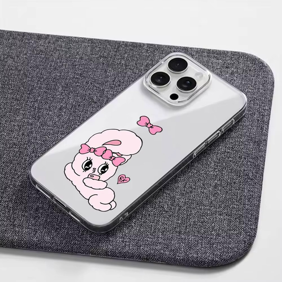 Rosa Esther Bunny Handyhülle für Apple iPhone in Transparent und Pink, stoßfeste weiche Schutzhülle - Bild 2