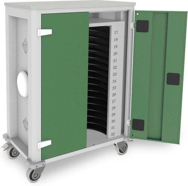 rotstahl Tabletwagen Power für 32 Tablets mit Access Point, Korpus lichtgrau und hellgrün, B/T/H: 73 x 44 x 105 cm - Bild 1