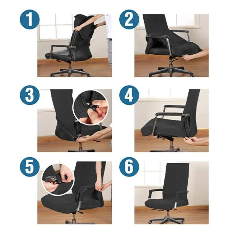 Elastischer Bürostuhlbezug aus Jacquard-Stoff für Computerstühle und Drehsessel, waschbar - Bild 1