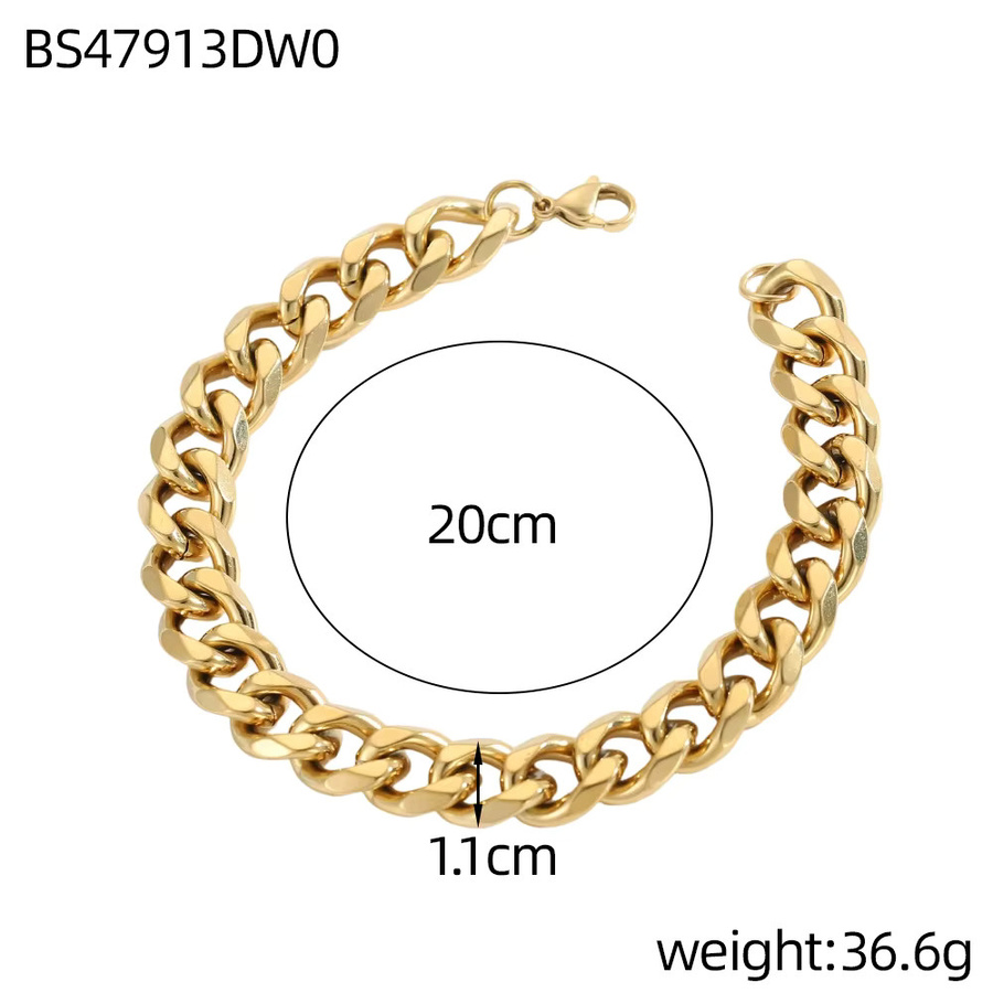 GD&GUANGDU Armband, vergoldetes Edelstahl, kubanisches Gliederarmband, Herren - Bild 3