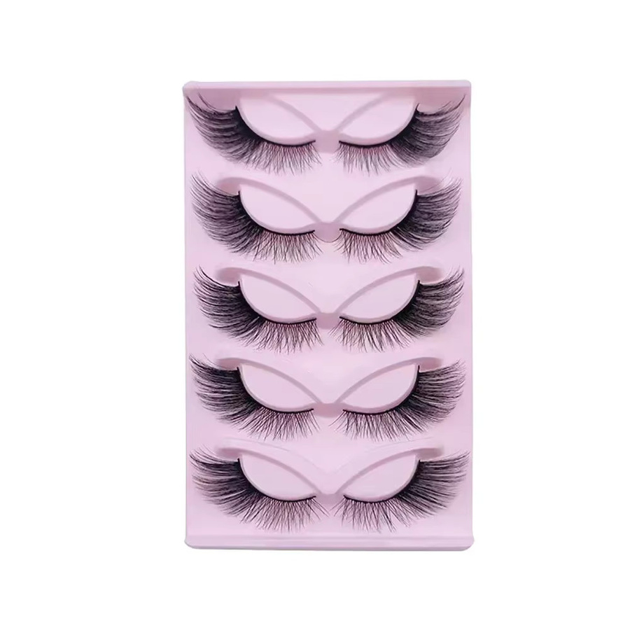 JIEFUXIN Künstliche Wimpern, 3D Fluffy Fox Cat Eye, Black, 5 Paar - Bild 2