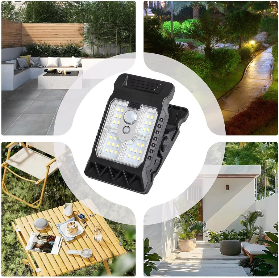 DARHYN Solar-Clip-Leuchte mit Bewegungsmelder, wasserdichte Nachtbeleuchtung für Garten und Outdoor in Schwarz - Bild 6