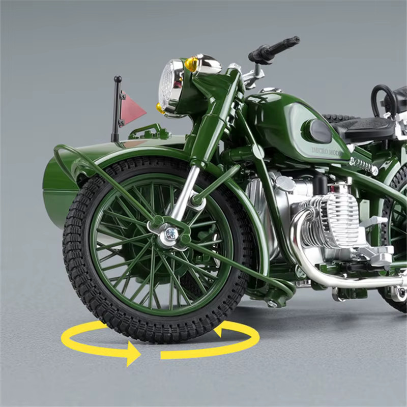 MAKEDA Retro Seite-auto Motorrad Modell, Diecast, 1:10, mit Sound und Licht - Bild 3