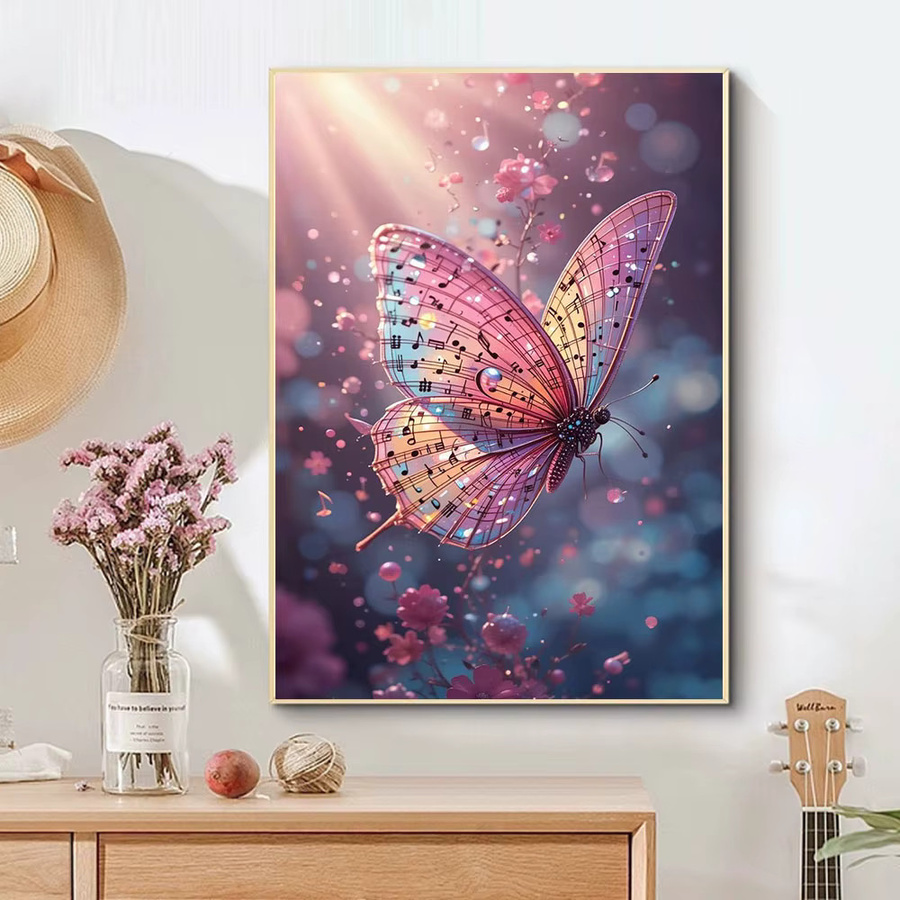 Huacan 5D-Diamantgemälde Schmetterling und Blumen als DIY-Mosaik-Set in Multicolour, B/H: 30 x 30 cm - Bild 3