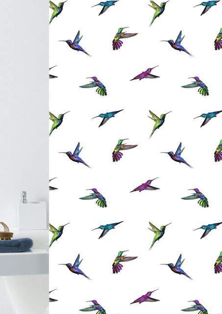Duschvorhang FREEDOM mit Tiermotiven in Multicolour und Weiß, Waschbar, Höhe: 180 cm, Breite: 200 cm - Bild 1