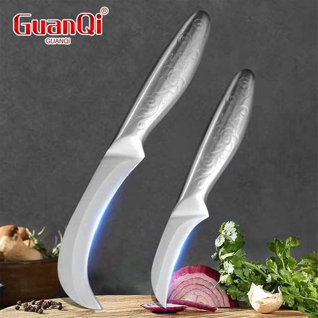 GuanQi Obstmesser aus Edelstahl in Silber, gebogenes Schälmesser und Küchenmesser für Obst und Gemüse - Bild 1
