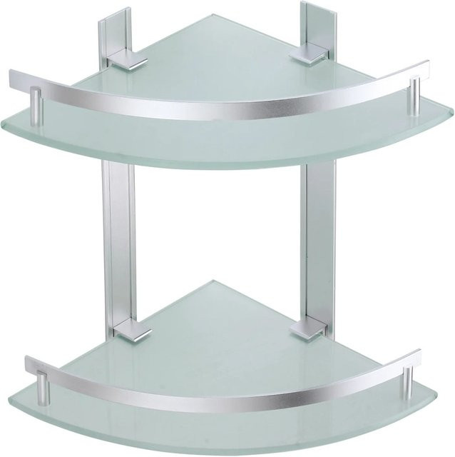 MSV Eck-Duschregal Tabarca aus Alu und Glas B/T/H: 24 x 24 x 30 cm - Bild 1