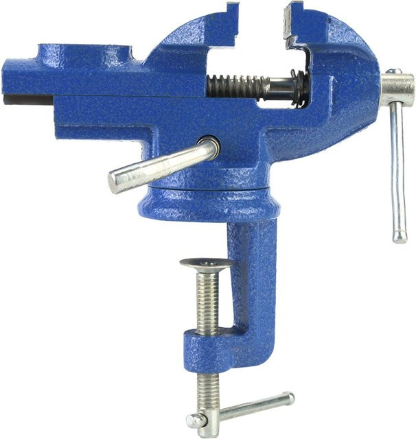Aimo Schwenkbarer Tischschraubstock mit Amboss in Blau für Schmuck und Holzbearbeitung, Öffnungsweite: 60 mm - Bild 1