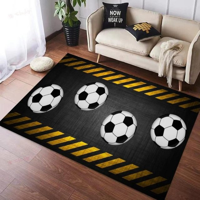 Wohnzimmerteppich Lodestar mit 3D-Fußball-Motiv, Schwarz, B/H: 60 x 40 cm - Bild 1