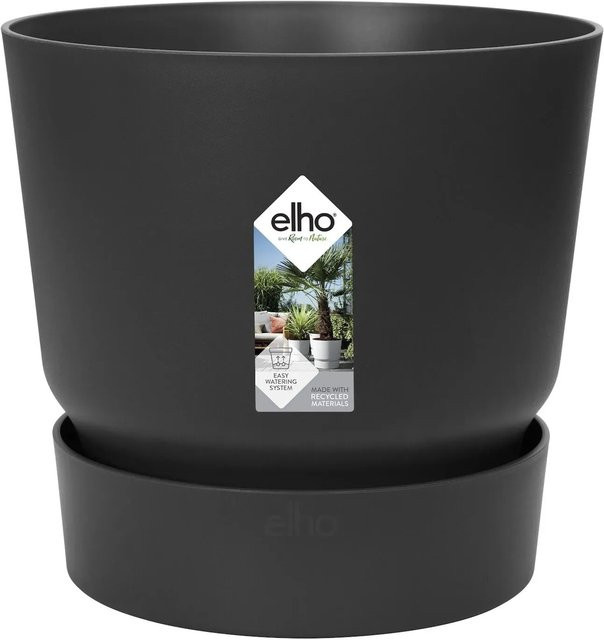 Elho Blumentopf Greenville Rund Schwarz mit industriellem Design, Durchmesser: 18 cm - Bild 1