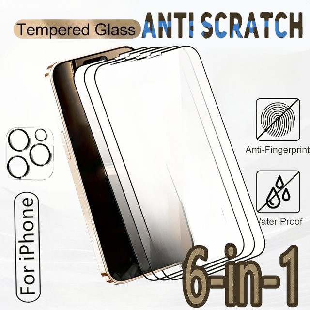 DIXSG 6in1 9D Displayschutzfolie und Kameraobjektiv Schutz aus gehärtetem Glas für iPhone 16 15 14 13 12 11 Pro Max Plus Mini in Transparent - Bild 1