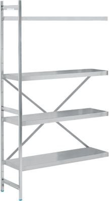 Köhler Anbauregal aus Edelstahl in Silber, matt, mit geschlossenen und verstellbaren Böden sowie Rückwand, B/T/H: 117,5 x 40,0 x 200,0 cm - Bild 1