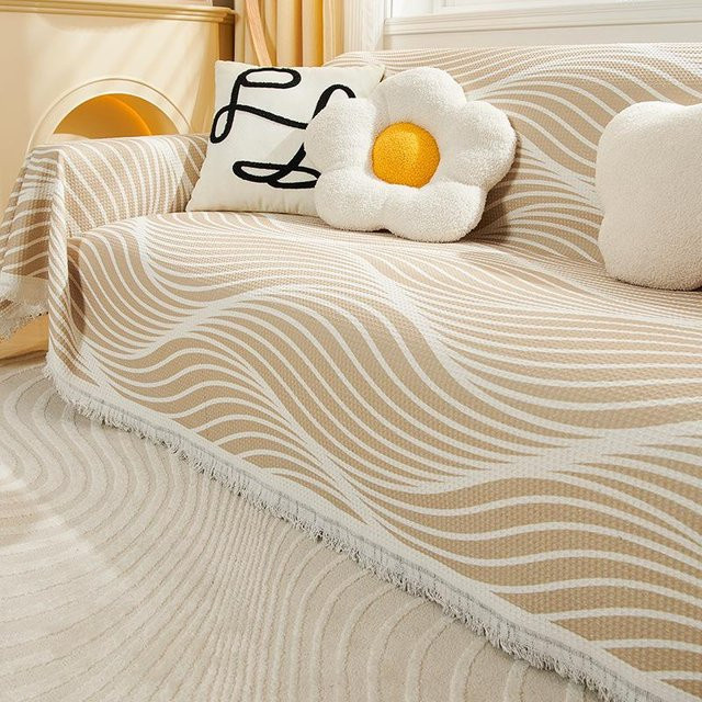 Super Six Sofabezug aus Baumwolle in Beige mit geometrischem Design, B/T: 180 x 130 cm - Bild 1