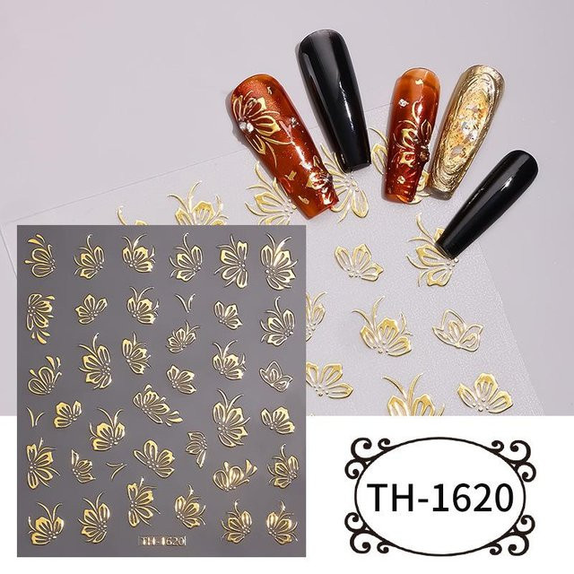 OTRESS Bronzing Nail Art Sticker, 3D Hohlblumen, Metallic, Unisex - Bild 1