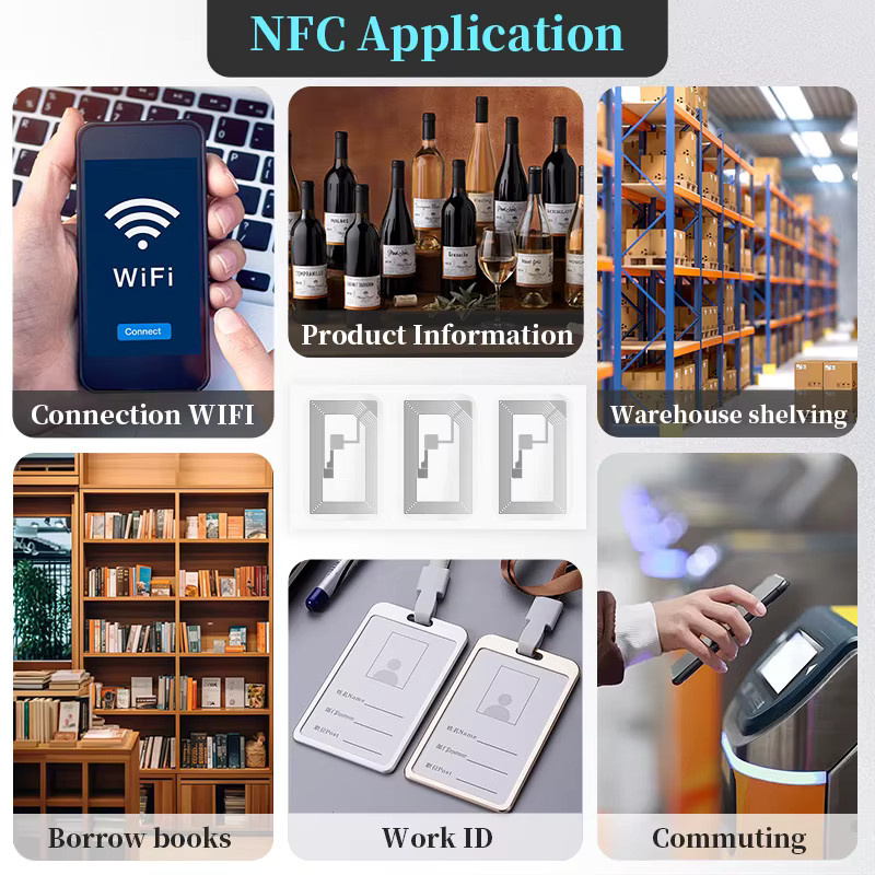 HENNCER NFC-Tags Aufkleber mit NTAG213 Chip, transparente Klebeetiketten, wiederbeschreibbar, B/H: 40 x 25 mm - Bild 2