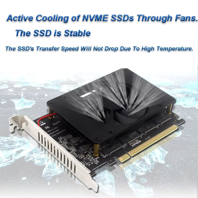 T.F.SKYWINDINTL M.2 zu PCI-E NVMe Erweiterungskarte für 4 NVMe SSDs, PCIe x16 RAID Adapterkarte, Schwarz, unterstützt 2230 2242 2260 2280 Formfaktoren - Bild 4