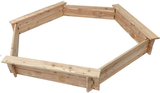 T & J Tilda Sandkasten sechseckig unbehandelt braun Durchmesser: 150 cm - Bild 1