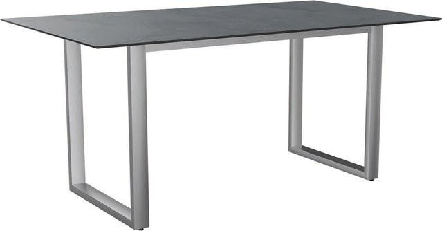 Stern Kufentisch Silverstar 2.0 aus Edelstahl mit HPL-Tischplatte in Zement Optik, B/T/H: 160 x 90 x 73,5 cm - Bild 1
