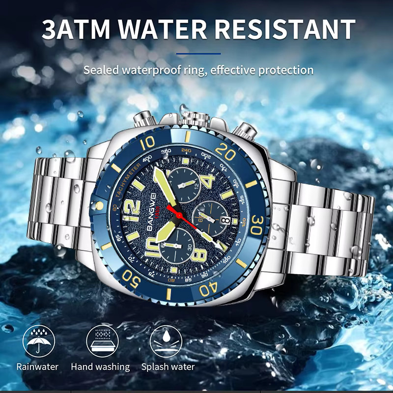 LIGE Armbanduhr Quarz, Edelstahl, Blau, Herren - Bild 4
