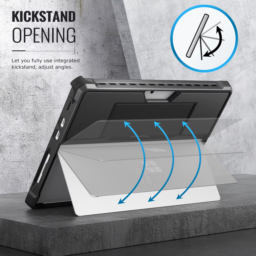 Robuste All-in-One Schutzhülle von dadanism für Surface Go 10 Zoll, Surface Pro 9 8 13 Zoll sowie Surface Pro 7+ Pro 7 Pro 6 Pro 5 Pro 4 in Schwarz - Bild 4