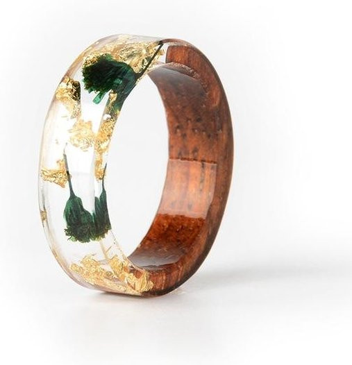 Wucifang Jewelry Ring, Holz-Harz, beige, Damen - Bild 1