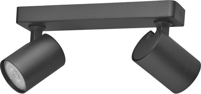 Oktaplex Bora Alu Deckenstrahler Schwarz, 2-flammig, schwenkbar, stufenlos dimmbar, inkl. GU10 LED Leuchtmittel, Warmweiß - Bild 1