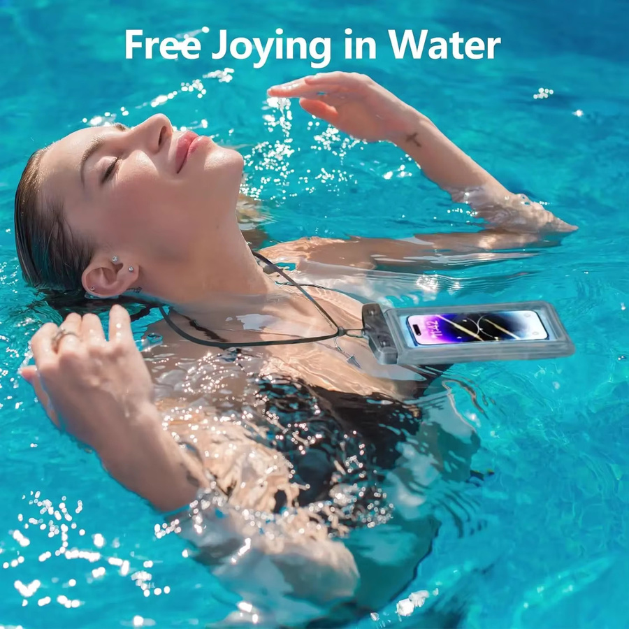 Wasserdichte schwimmende Handyhülle in Schwarz zum Schutz deines Telefons beim Tauchen, Schwimmen und am Strand - Bild 3