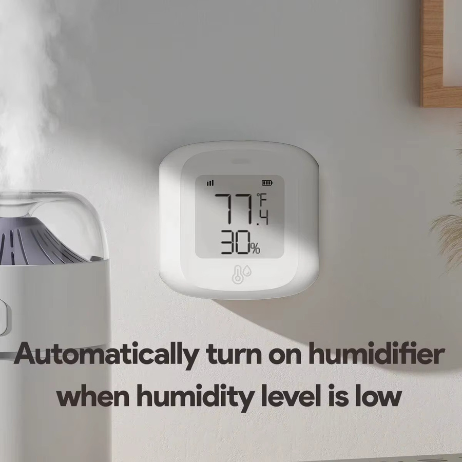 Haozee Intelligenter WiFi und Zigbee Temperatur- und Feuchtigkeitssensor mit LCD-Display, Weiß - Bild 3