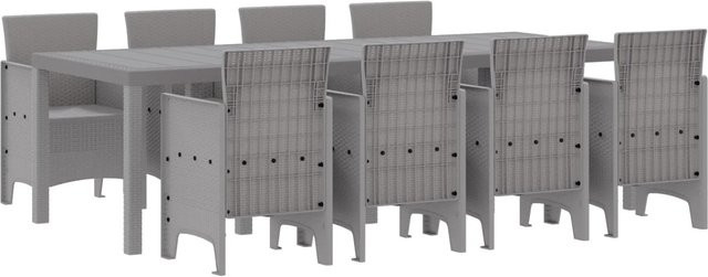 vidaXL 9-teilige Garten-Essgruppe aus Poly-Rattan in Weiß und Grau - Bild 1